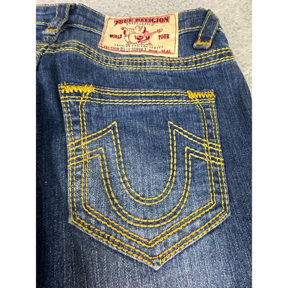 True Religion Billy Super T Womens 29 Jeans USA Blue Denim Orange Stitch NWOT - Picture 11 of 16